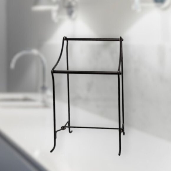 Oil Rubbed Bronze Metal Double Countertop Towel Rack - Picture 1 of 9